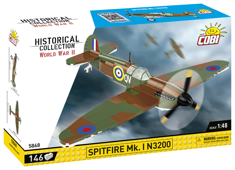 Cobi Toys #5868 Spitfire Mk. I N3200 Fighter - Brand New!