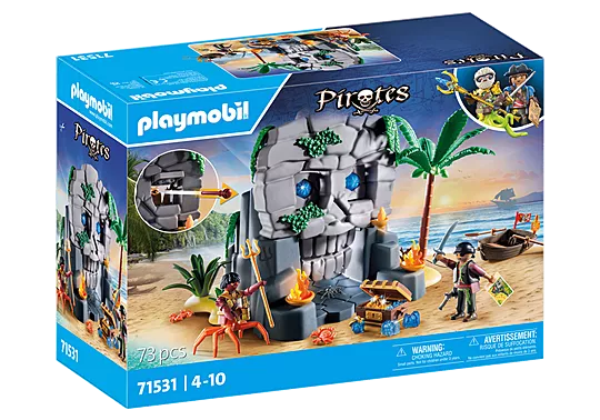 Playmobil Take Along Pirate Skull Island Playset With Figures, Raft, Treasure Chest & Portable Case