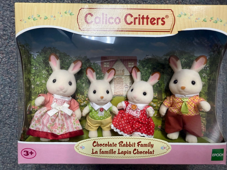 CALICO CRITTERS #CC2028 Chocolate Rabbit Family NEW!