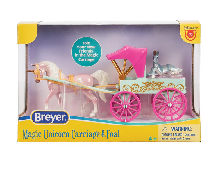 Breyer Stablemates #10666 Unicorn Magic Carriage and Foal Playset - Brand New!