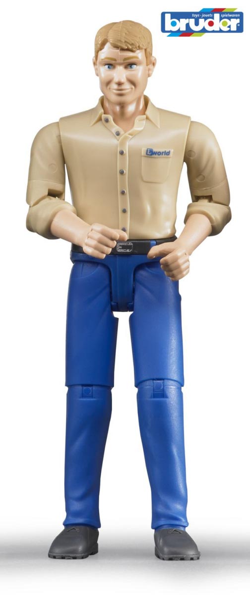 Bruder #60006 Man, lightskin, blue jeans -New-Factory Sealed!