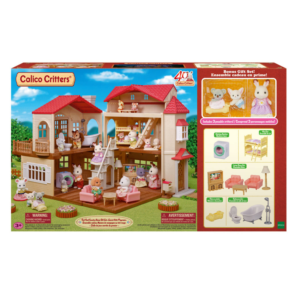 Calico Critters #CC2288 Red Roof Country Home Gift Set -Secret Attic Playroom - Brand New!