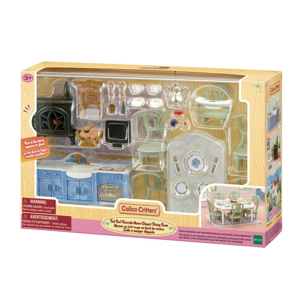 Calico Critters #CC2334 Red Roof Riverside Manor Elegant Dining Room - Brand New!