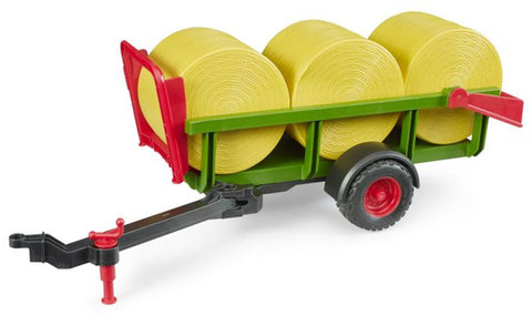 Bruder #02204 Self Loading Bale Trailer with 3 Round Bales- Brand New!