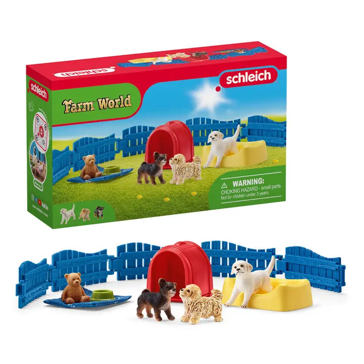 Schleich #42480 Puppy Pen Farm Toys Play Set - Brand New!