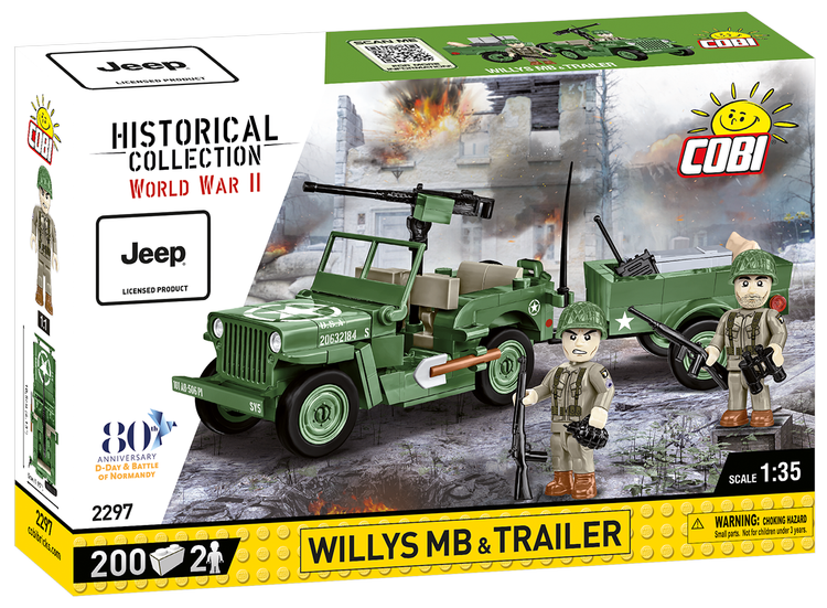 Cobi #2297 JEEP Willys MB Vehicle and Trailer - Brand New!