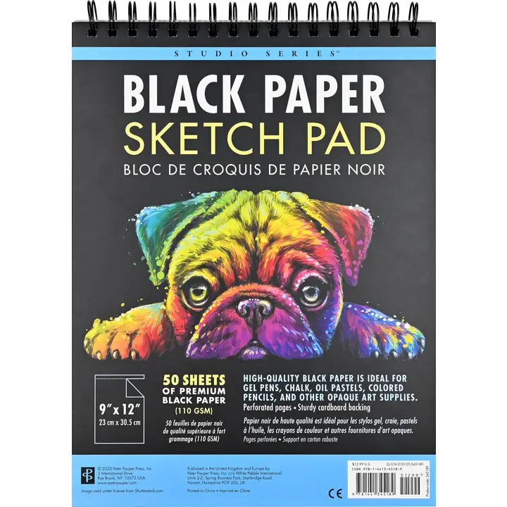 Peter Pauper Studio Series Black Paper Sketch Pad (LARGE) - Brand New!