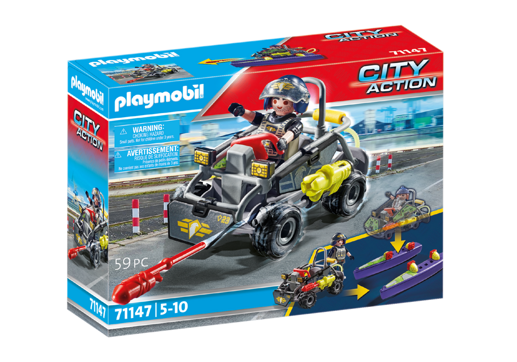 PLAYMOBIL #71147 Tactical Unit Multi Terrain Quad NEW!