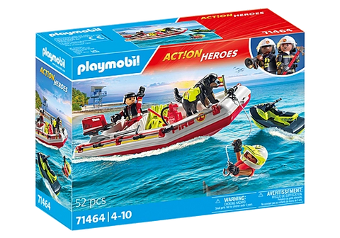 PLAYMOBIL #71464 Action Heros Fireboat with Aqua Scooter NEW!