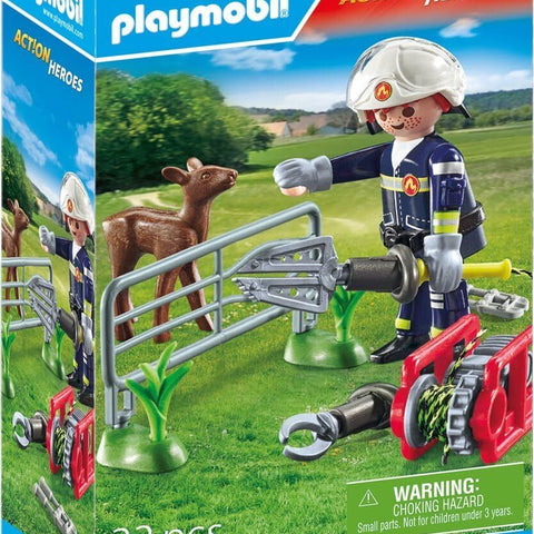 PLAYMOBIL #71467 Action Heros Fire Firefighter Animal Rescue NEW!