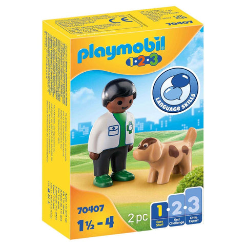 Playmobil 1.2.3 # Vet with Dog - Brand New!