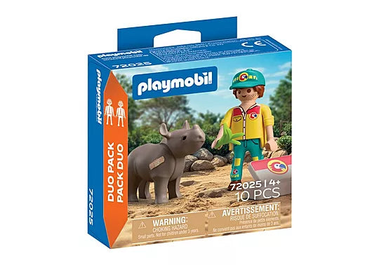 Playmobil #72025 DuoPack Ranger with Rhino - Brand New!