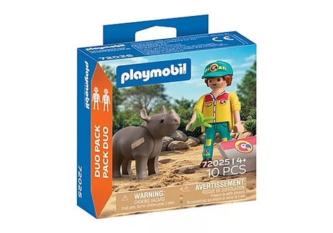 Playmobil #72025 DuoPack Ranger with Rhino - Brand New!