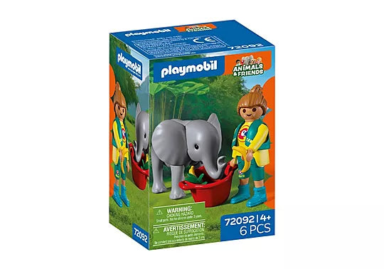 Playmobil #72092 Baby Elephant and Zookeeper - Brand New!