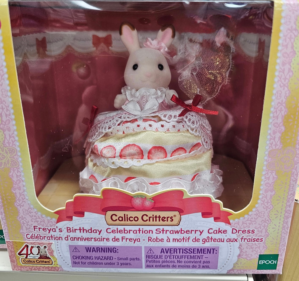 Calico Critters #CC4605 Freya's Birthday Celebration Strawberry Cake Dress - Brand New!