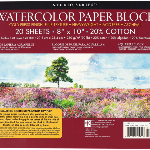 Peter Pauper Press Studio Series Watercolor Paper Block - Brand New!