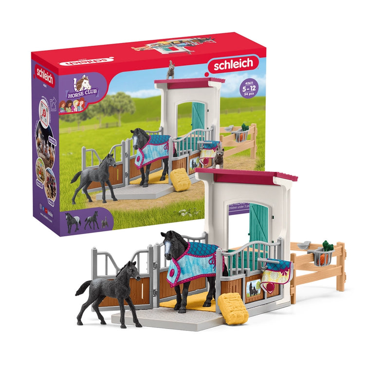 Schleich #42611  Horse Box with Mare and Foal Playset - Brand New!