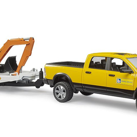 Bruder #2546 RAM Rental Service with Trailer and Mini Excavator - Brand New!
