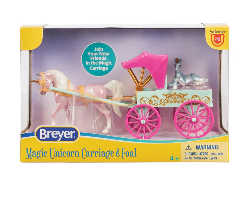 Breyer Stablemates #10666 Unicorn Magic Carriage and Foal Playset - Brand New!