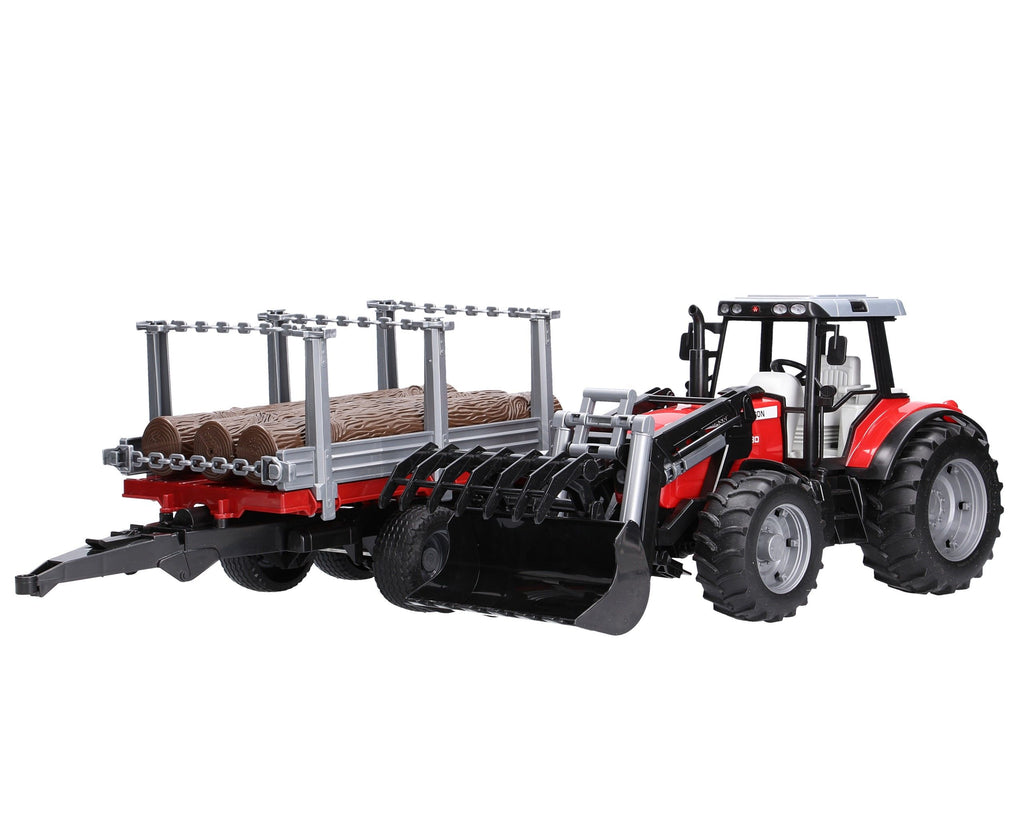 Bruder #02046 Massey Ferguson 7480 with Frontloader and Logging Trailer - New Factory Sealed