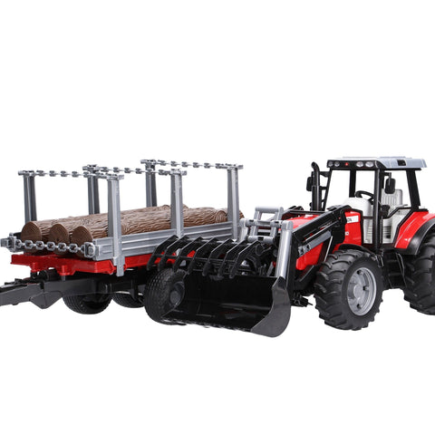 Bruder #02046 Massey Ferguson 7480 with Frontloader and Logging Trailer - New Factory Sealed