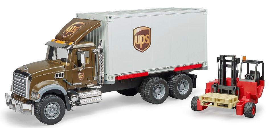 Bruder #02828 MACK Granite UPS Logistics Truck with Forklift - New Factory Sealed #2828