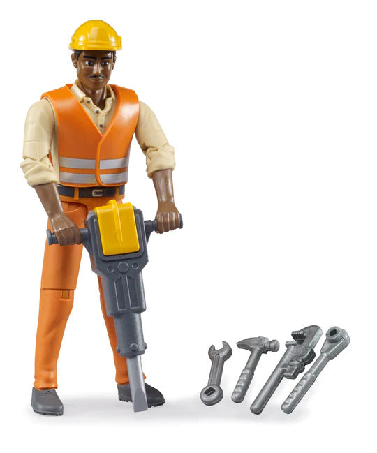 BRUDER #60021 Construction Worker w/ Accessories NEW!