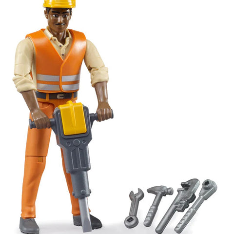 BRUDER #60021 Construction Worker w/ Accessories NEW!