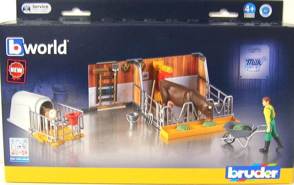 BRUDER Toys #62611 Bworld Cow and Calf w/ Farmer NEW!