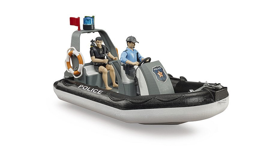 BRUDER TOYS #62733 bworld Police Boat w/ Rotating Beacon Light NEW!