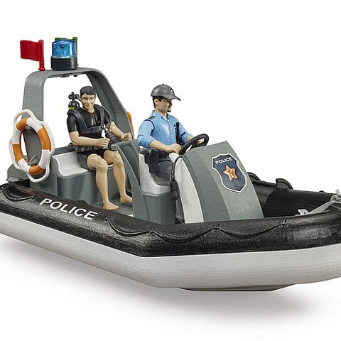 BRUDER TOYS #62733 bworld Police Boat w/ Rotating Beacon Light NEW!