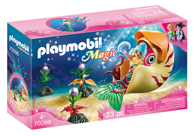 Playmobil #70098 Mermaid with Sea Snail Gondola - New Factory Sealed