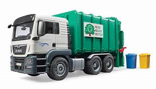 BRUDER #03763 MAN TGS Rear Loading Garbage Truck Green