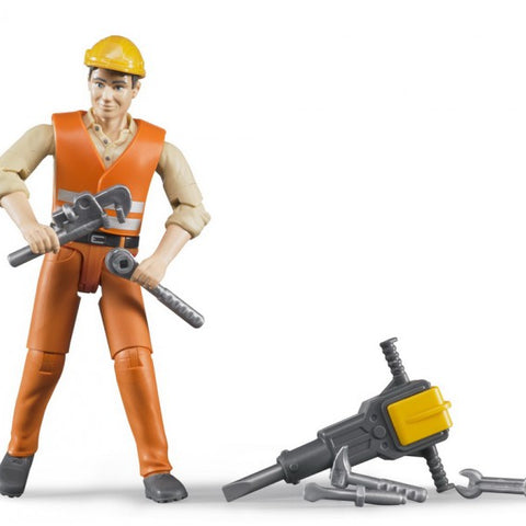 Bruder #60020 BWORLD Construction Worker with Accessories - New Factory Sealed
