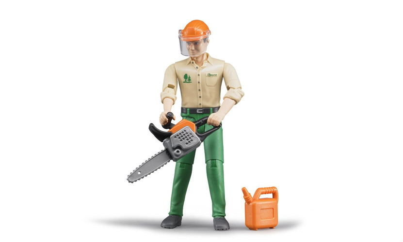 Bruder #60030 BWORLD Logging Forestry Worker with Accessories - New - Factory Sealed