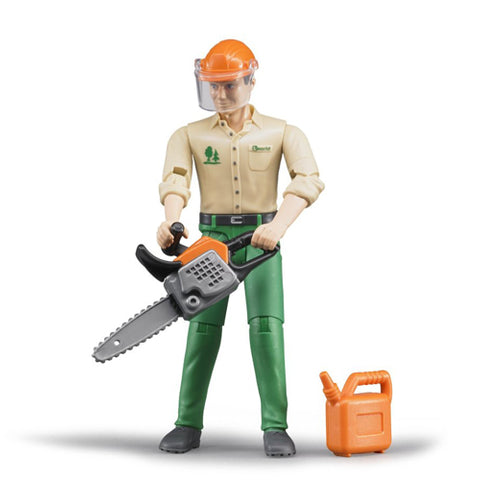 Bruder #60030 BWORLD Logging Forestry Worker with Accessories - New - Factory Sealed