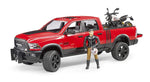 Bruder #02502 RAM Power Wagon with Scrambler Ducati Desert Sled and Figure - New Factory Sealed #2502